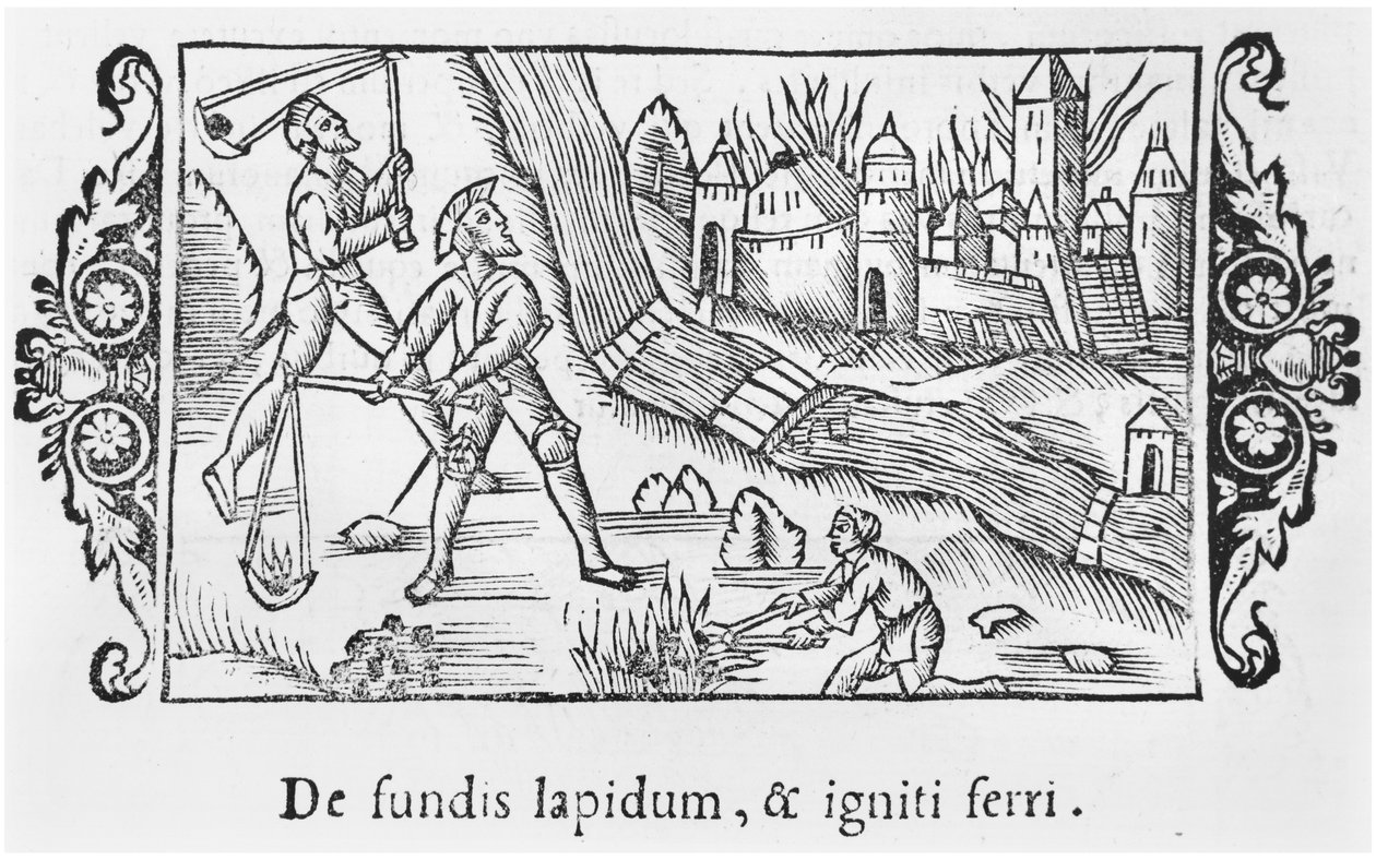 Erövring av en stad genom eld, illustration från History of the Northern Nations av Olaus Magnus (1490-1558), publicerad i Rom, 1555 av Italian School
