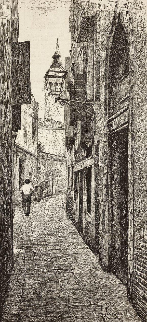 Carlo Goldonis hus i Venedig, Italien, gravyr från teckning av A Lazzaretti, från L