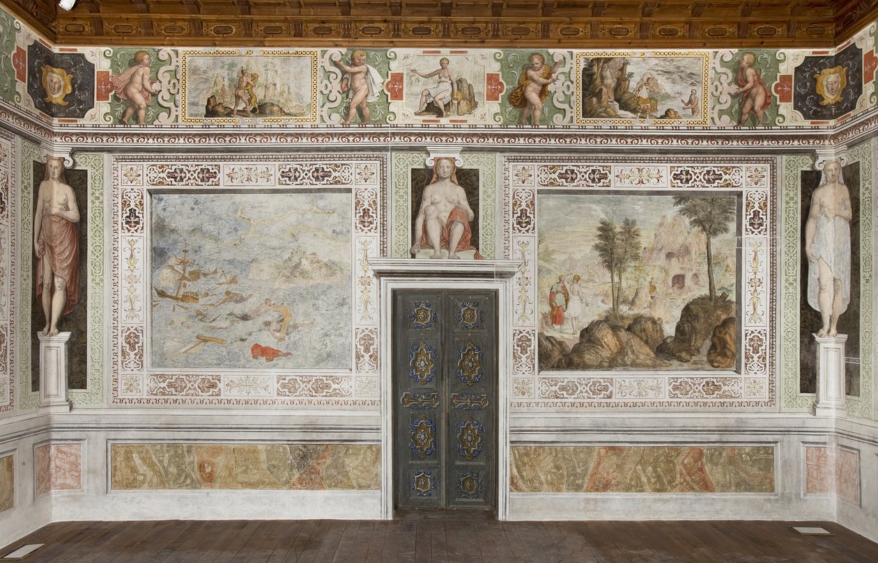Caryatidsrum (fresk) av Italian School