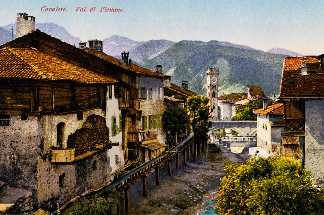 Cavalese, Val di Fiemme, vykort, Trentino-Alto Adige, Italien, 1900-talet av Italian School