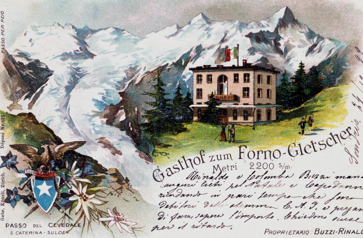Cevedale Pass, vykort, Trentino-Alto Adige, Italien, 1900-talet av Italian School