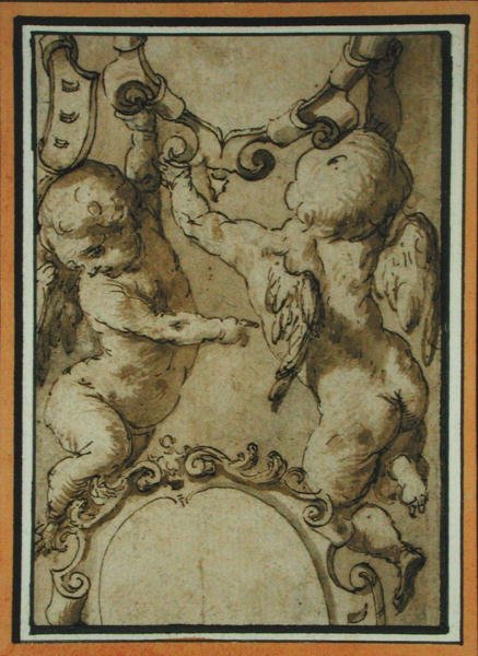 Keruber, tidigt 1600-tal (penna & bläck & tvätt på papper) av Italian School