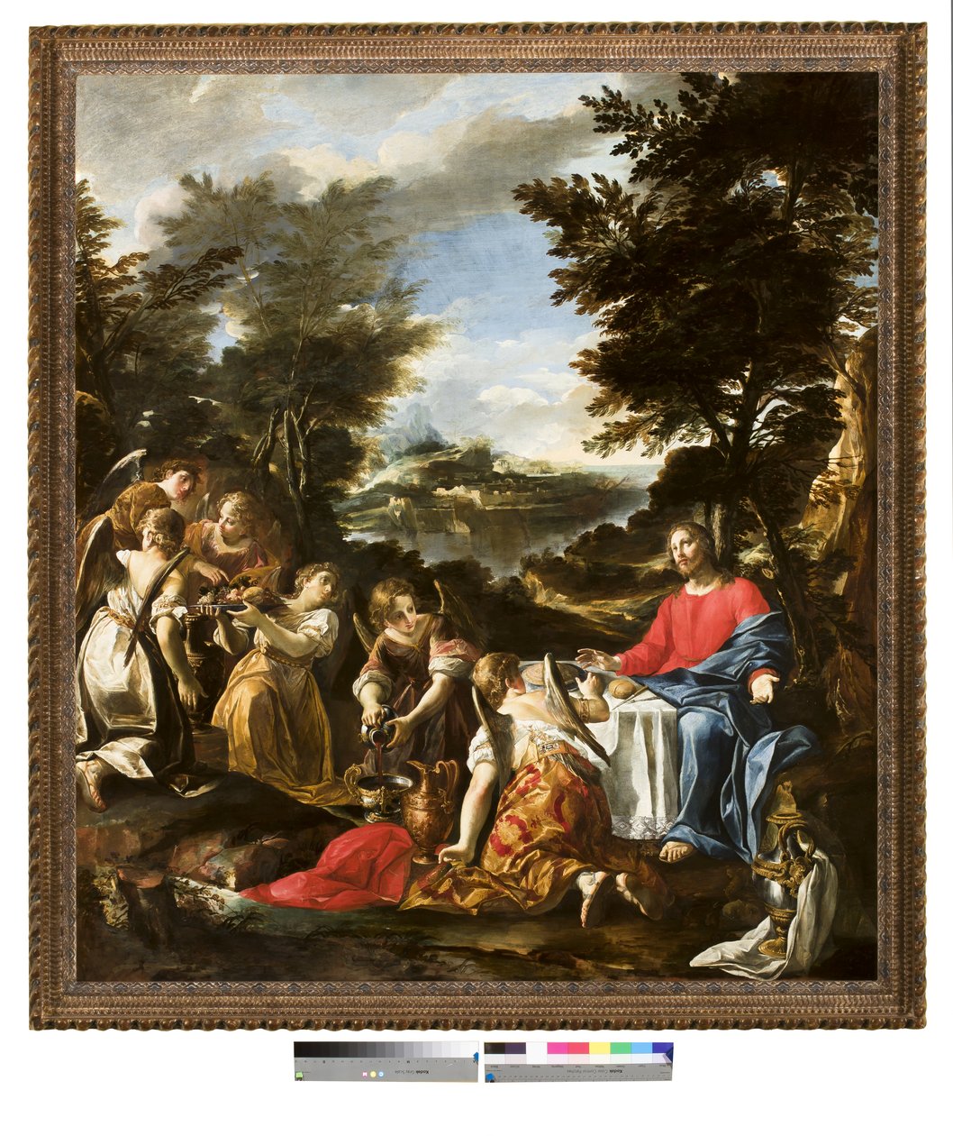 Kristus betjänad av änglar, ca 1650-1700 av Italian School