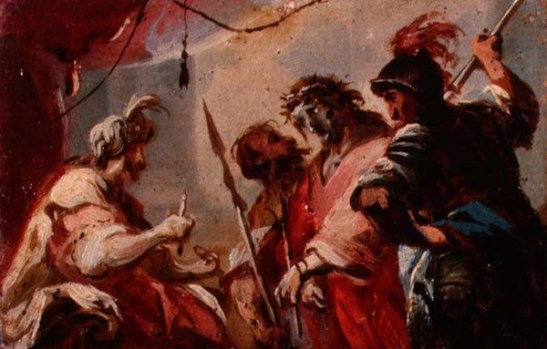 Kristus före Pilatus, ca 1700 (olja på kort) av Italian School