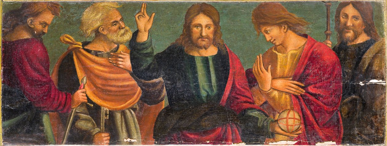 Kristus med fyra apostlar av Italian School