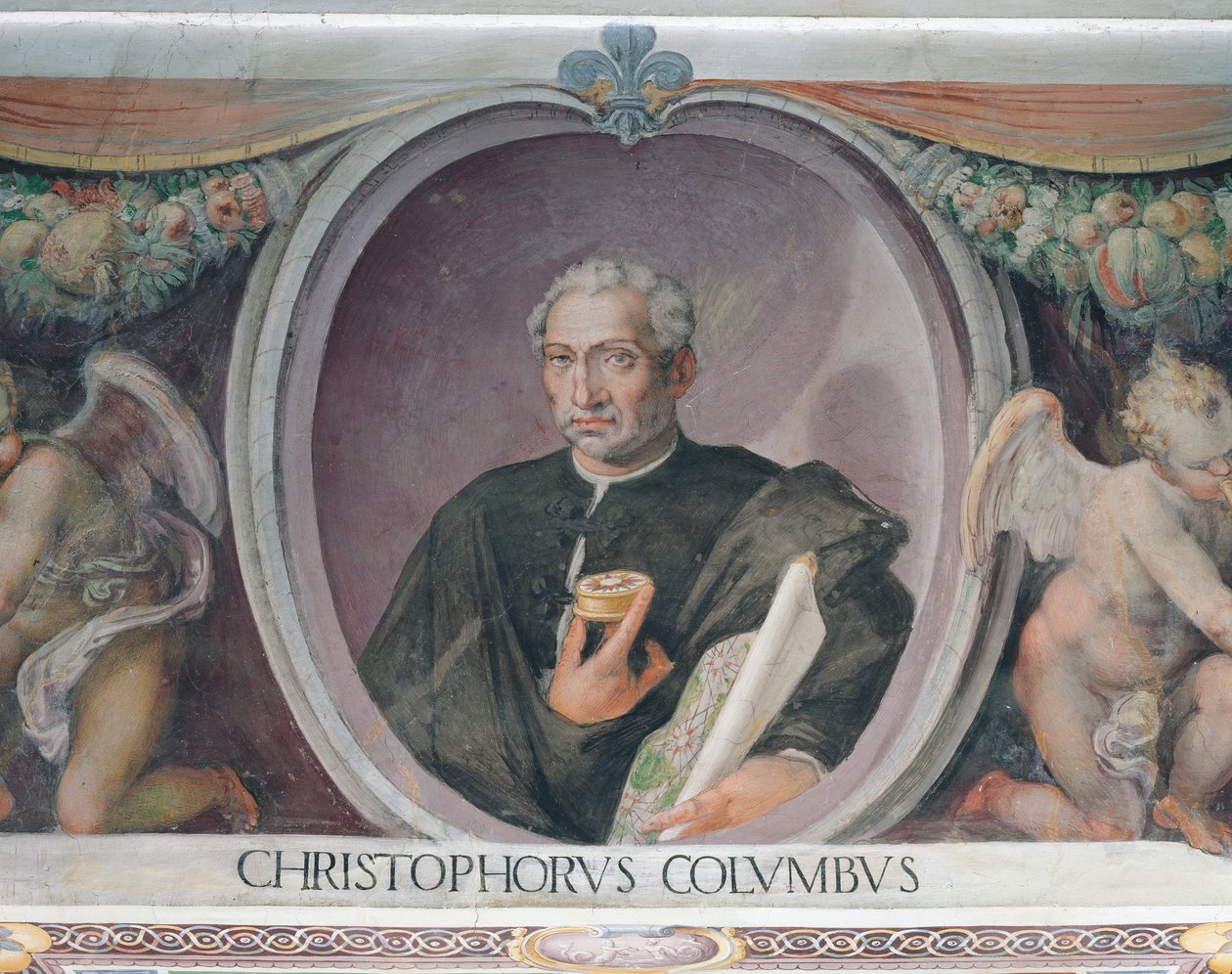 Christopher Columbus, i Sala del Mappmondo av Italian School