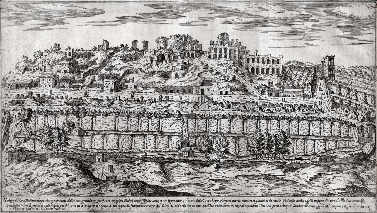 Circus Maximus, Rom. (gravyr av Italian School