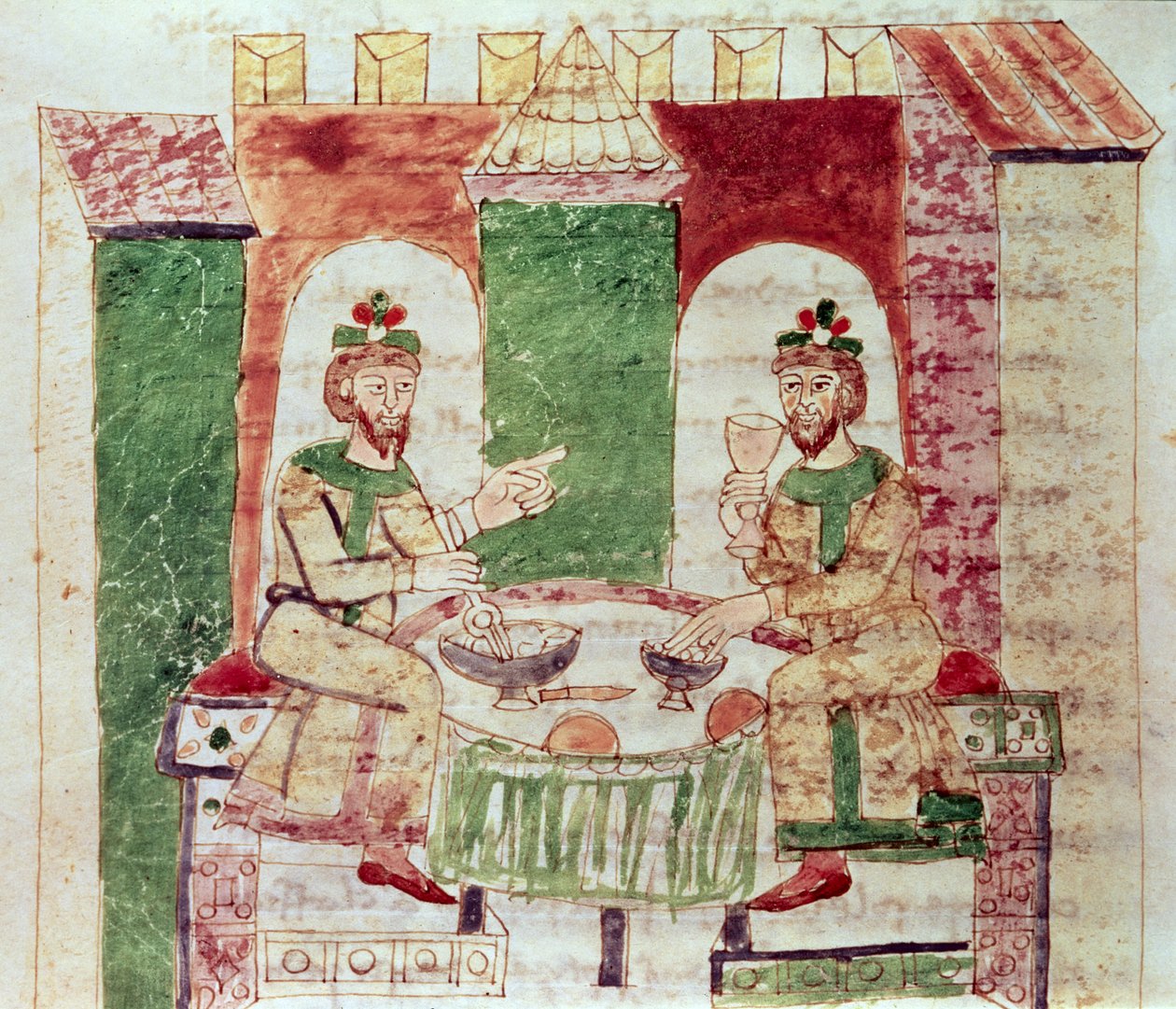 Codex 142 Livre 16 Kap.4 De rikas bord, från De Universo av Rabanus Maurus (c.780-856) 1023 av Italian School