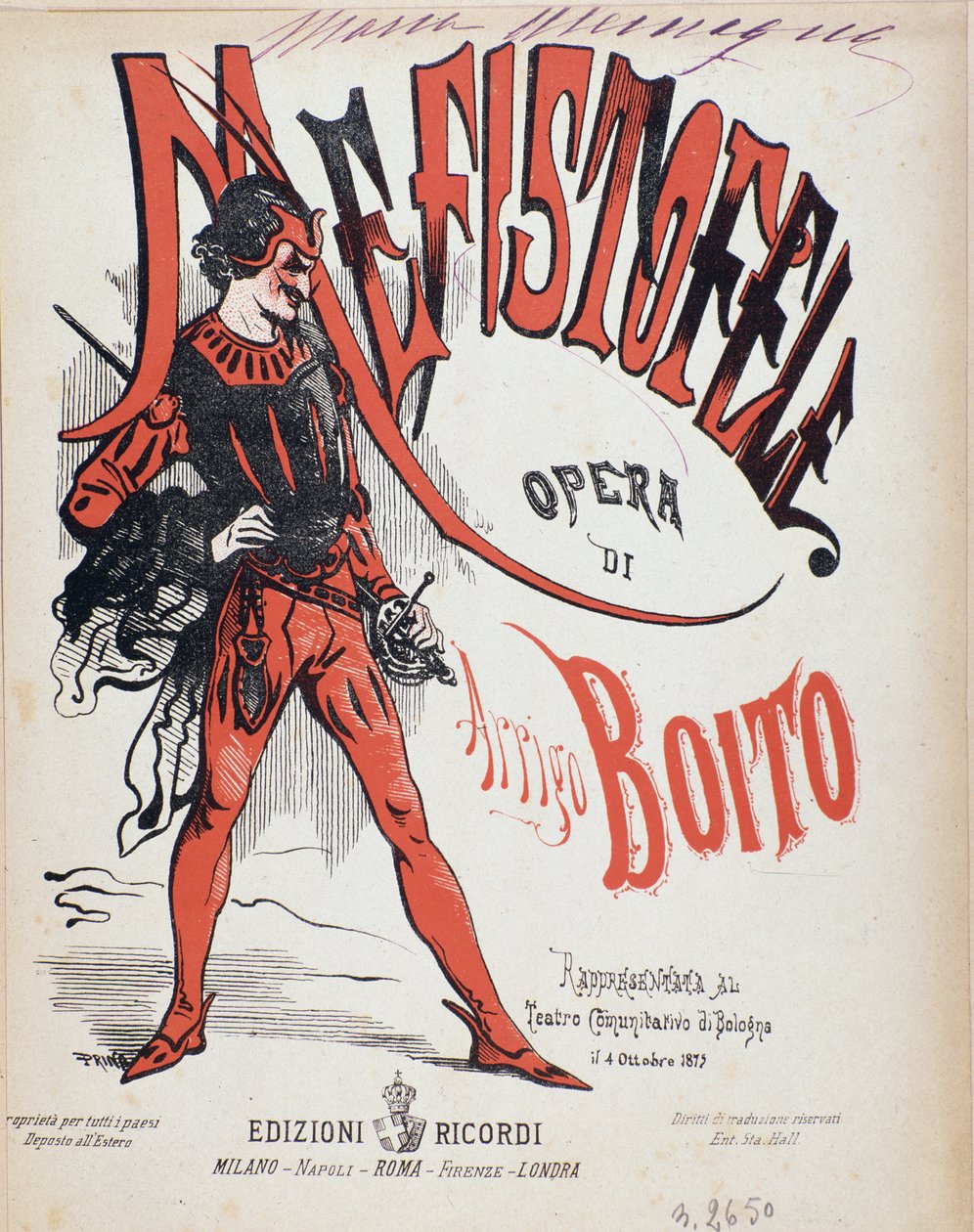 Omslag till partitur av Mefistofele-operan av Arrigo (Enrico) Boito av Italian School