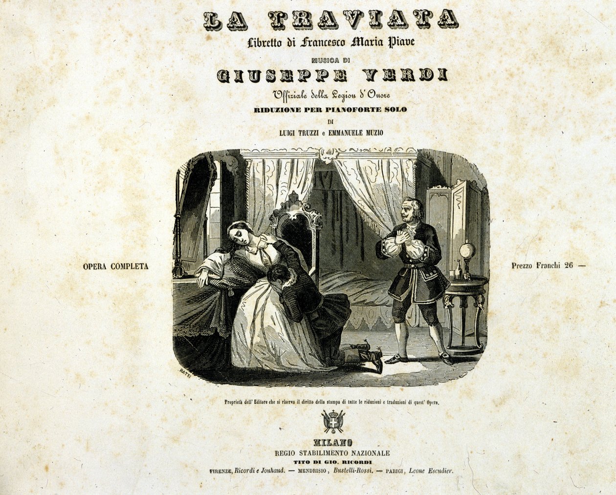 Omslag till häftet "La Traviata"" av Giuseppe Verdi av Italian School
