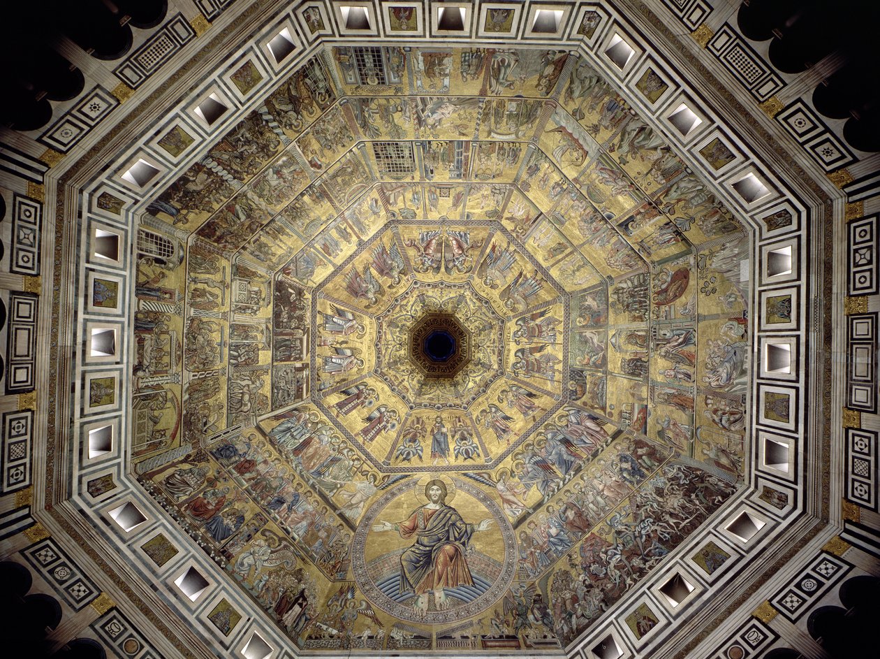 Kupolen i San Giovannis dopkapell (mosaik) av Italian School