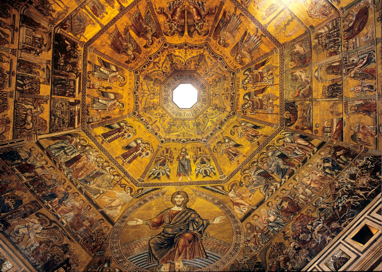 Kupolen i San Giovannis dopkapell (mosaik) av Italian School