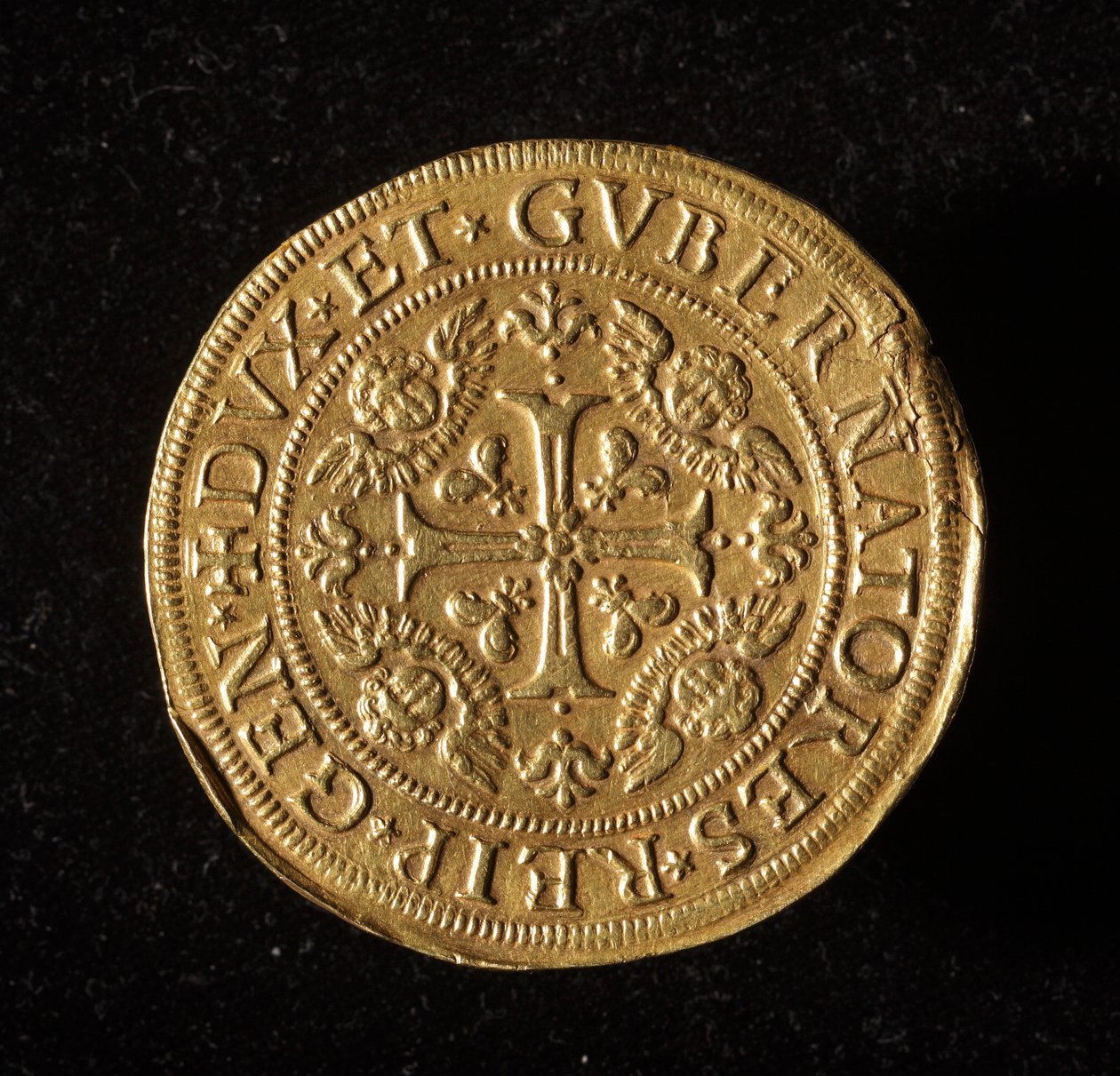 Republiken Genes valuta: 12,5 dubbelt guldmynt. Diameter 61 mm. 1656. Framsida. Genes Museum of Strada Nuova (inv. 6453) av Italian School