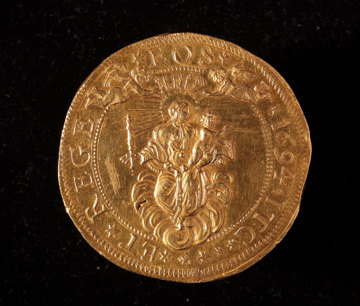 Republiken Genes valuta: 25 dubbla guldmynt. Diam.52,5 mm. 1694. Tillbaka. Genes Museum of Strada Nuova (inv. 6457) av Italian School