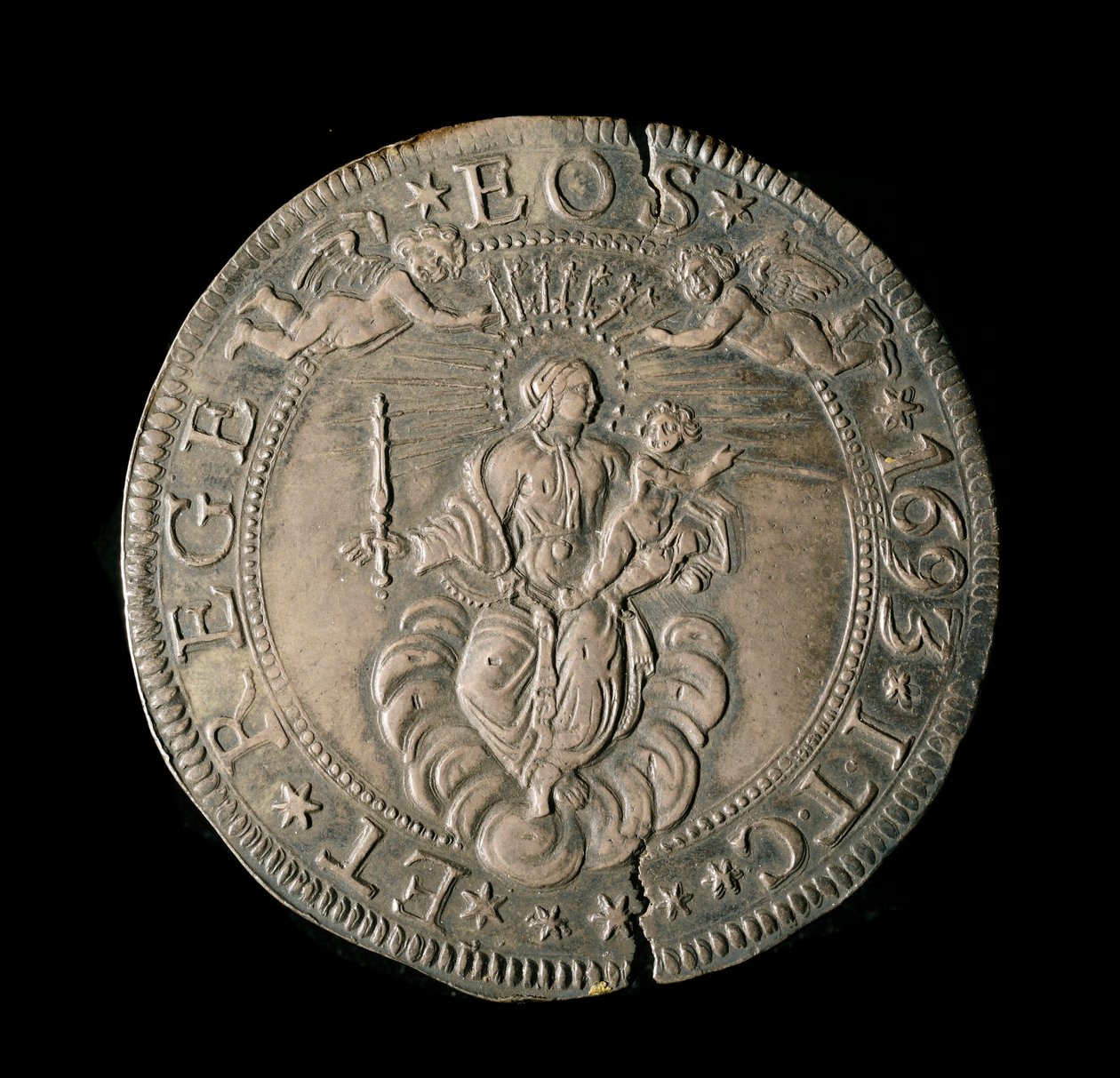 Republiken Genes valuta: ECU bred i silver. Diam. 61 mm. 1693. tillbaka. Genes Musei di Strada Nuova (inv, M7097) av Italian School