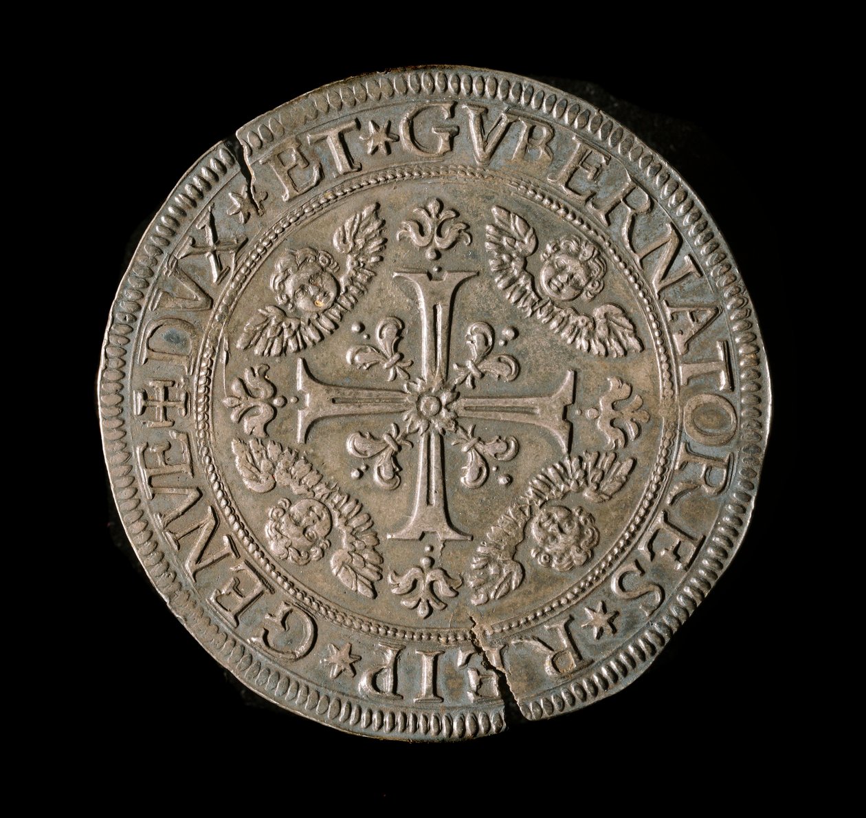 Republiken Genes valuta: ECU bred i silver. Diam. 61 mm. 1693. framsida. Genes Musei di Strada Nuova (inv, M7135) av Italian School