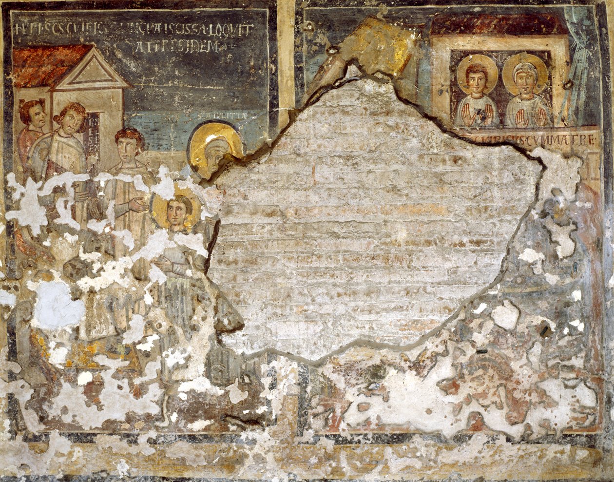 Skadad fresk från Santa Maria Antiqua, Rom av Italian School