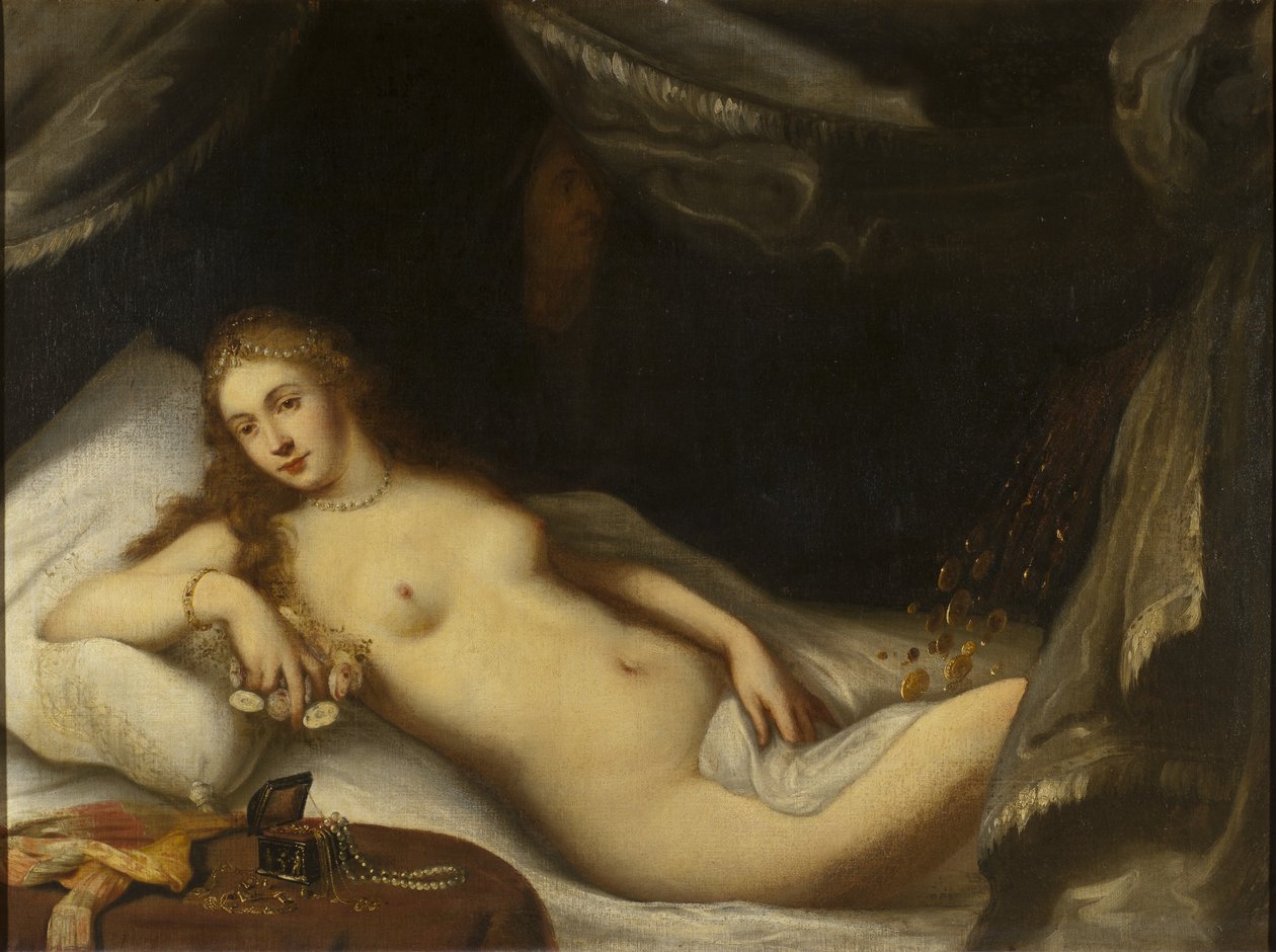 Danaë och guldduschen av Italian School