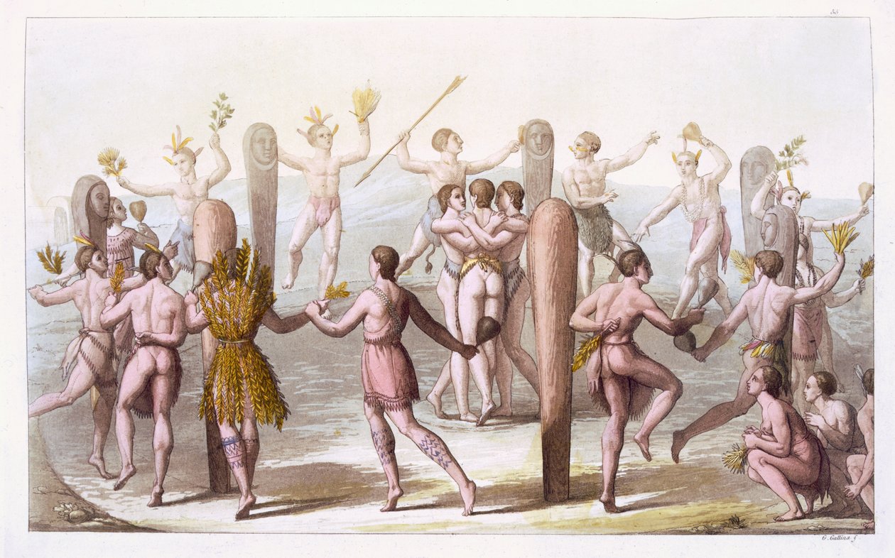 Danser av de infödda invånarna i Virginia, c.1820 av Italian School