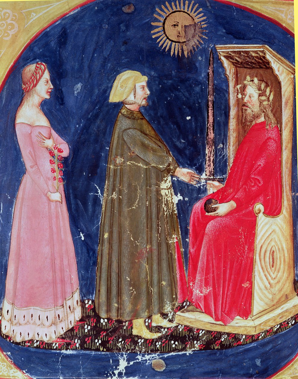 Dante och Beatrice före Justinianus (482-565) från The Divine Comedy av Dante Alighieri (1265-1321) av Italian School