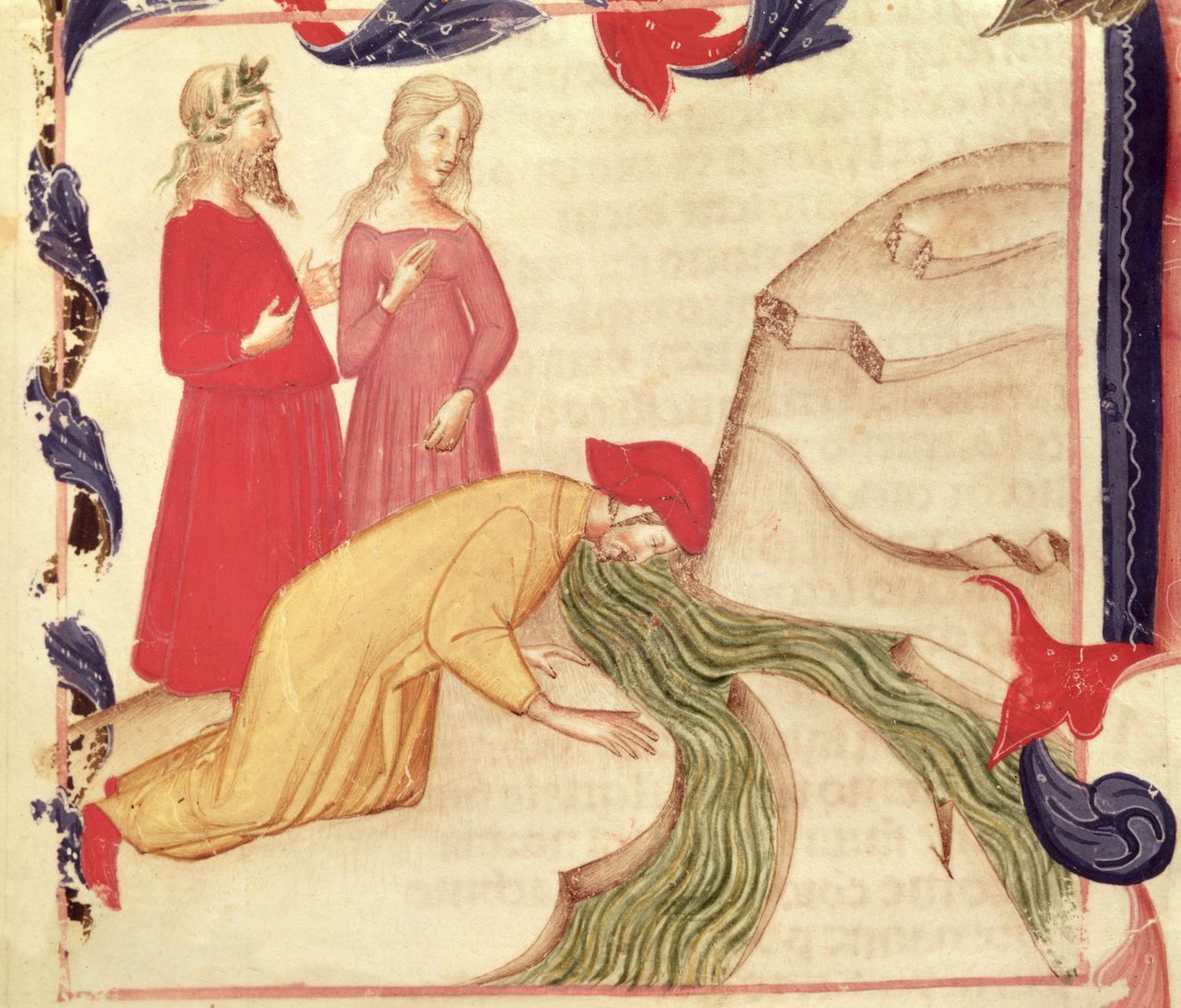 Dante renar sig innan han går in i paradiset, från The Divine Comedy av Dante Alighieri (1265-1321) av Italian School