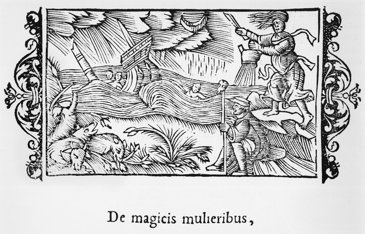 Om de magiska kvinnorna, illustration från History of the Northern Nations av Olaus Magnus (1490-1558), publicerad i Rom, 1555 av Italian School