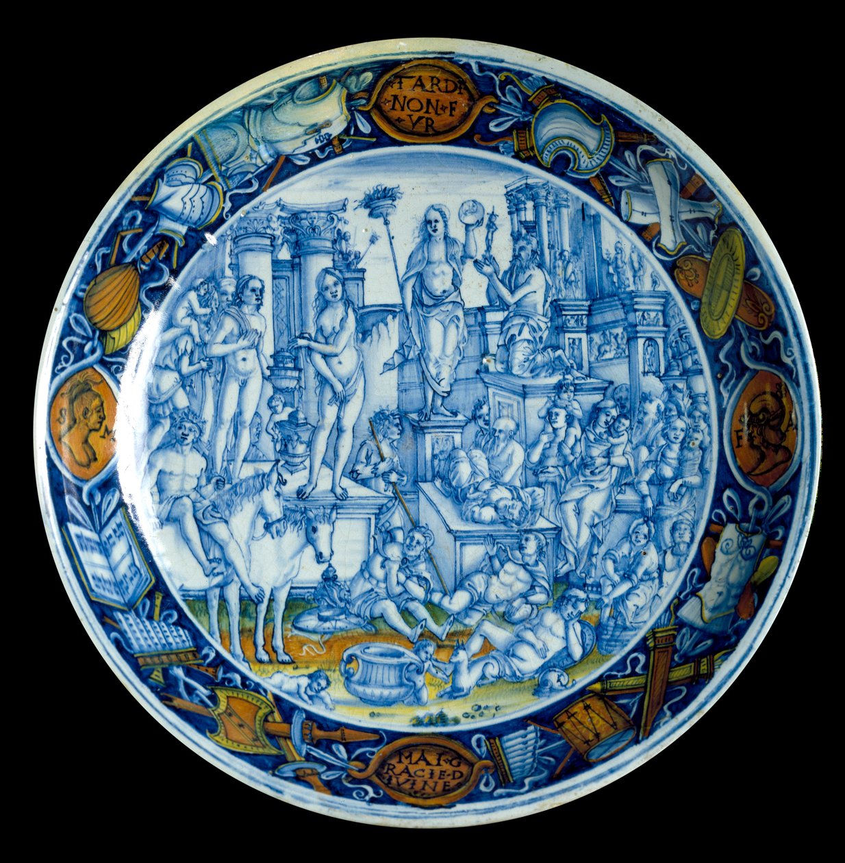 Decoree-platta som representerar allegorin om Selene, månens gudinna i grekisk mytologi. Från Faenza, omkring 150. Florens Musee du Bargello. (Florens, Bargellos nationalmuseum) av Italian School