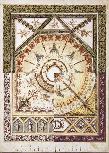 Design för ett alternativt neoklassiskt tak, ca 1790 (akvarell med penna och bläck på papper) av Italian School