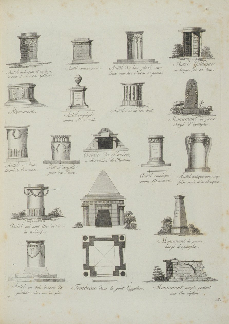 Motiv för trädgårdsprydnader, från A Compendium of Drawings, av J.G. Grohmann, publicerad 1805 av Italian School