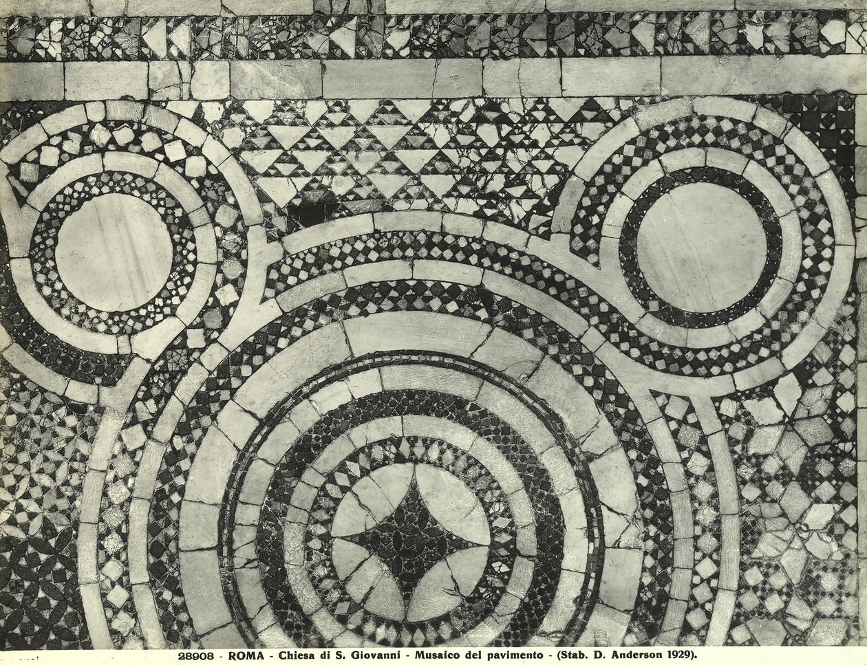 Detalj av golvet i basilikan San Giovanni i Laterano, Rom (mosaik) av Italian School