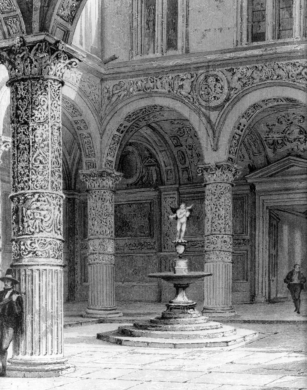 Detalj av innergården i Palazzo Vecchio av Italian School