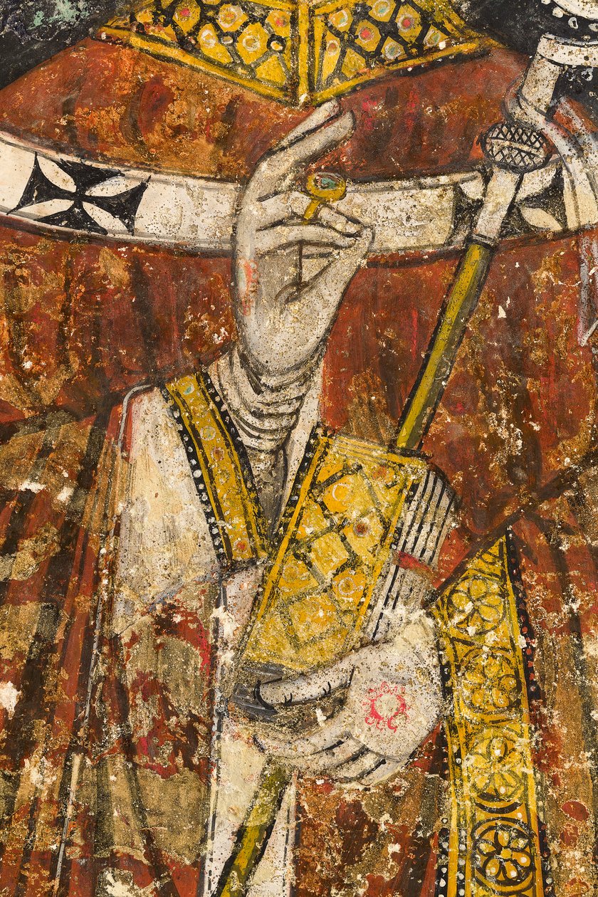 Detalj av triptyk med schema föreställande San Cataldo, katedralens krypta av Italian School