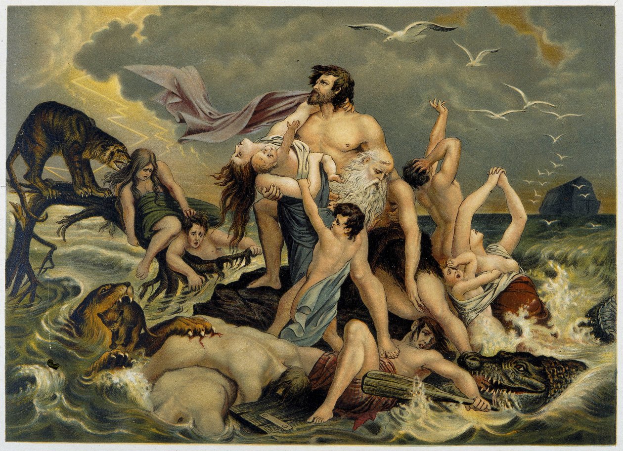 Déluge - i "Gyllene klassiska Bibeln: historia om gudomlig uppenbarelse i det gamla och i det nya strävan" "av Giovanni Ladislao Sykora (vol. 1), översatt av Don Clemente Benetti. (Italiensk bibel) av Italian School