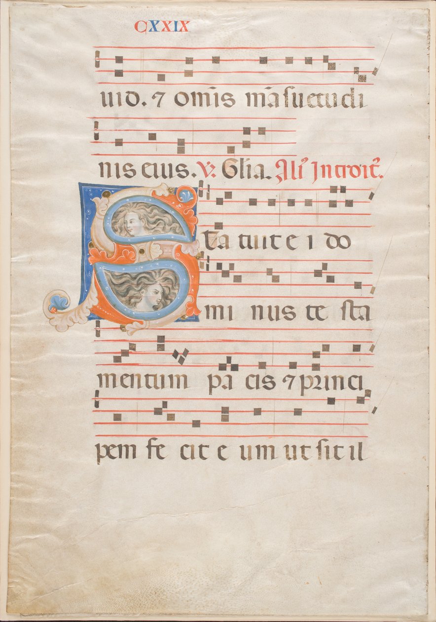 Double Leaf from a Gradual, c.1325 (bläck, tempera & bladguld på veläng) av Italian School