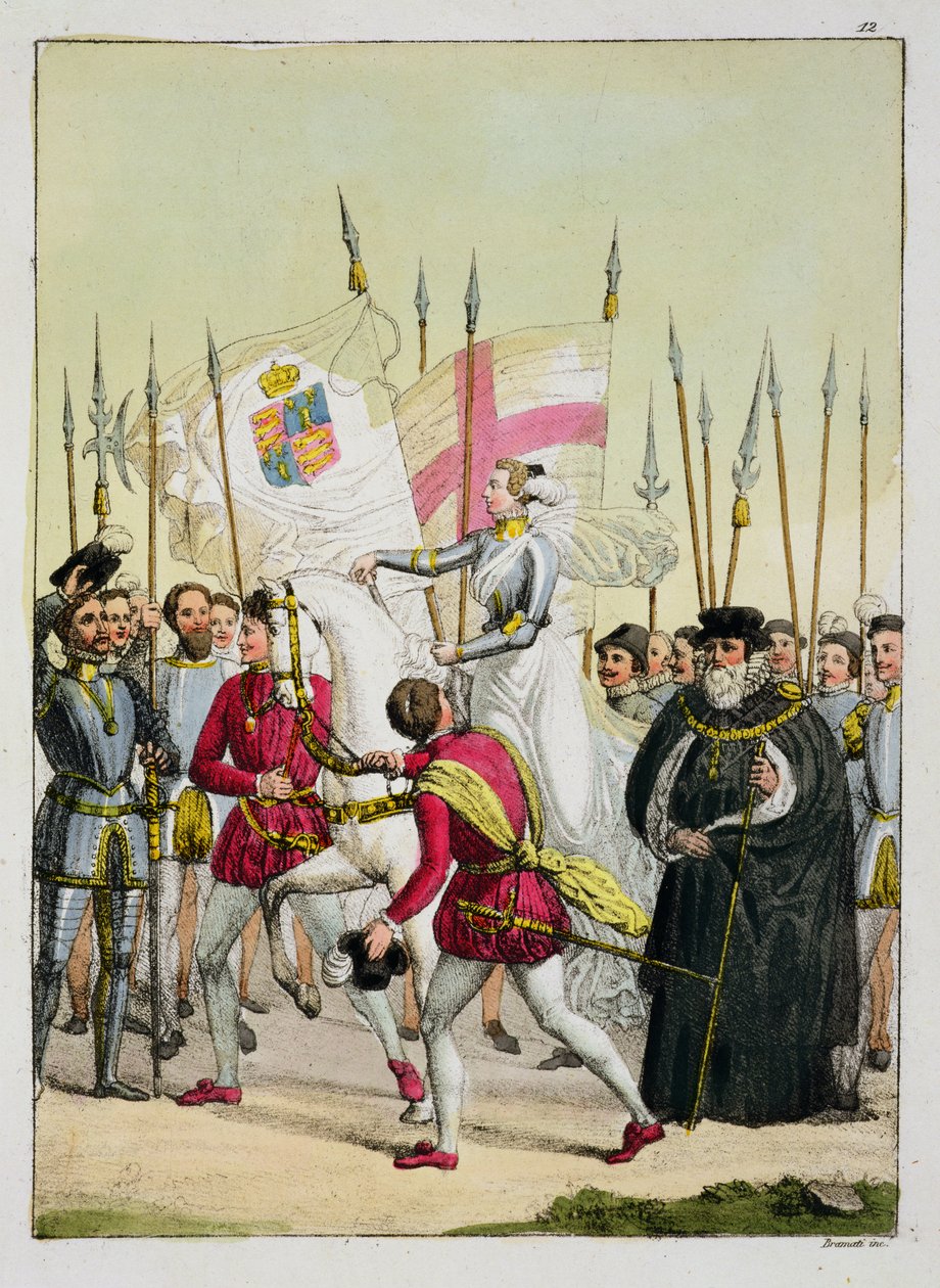 Elizabeth I, tallrik 12 från The History of the Nations (akvatint) av Italian School