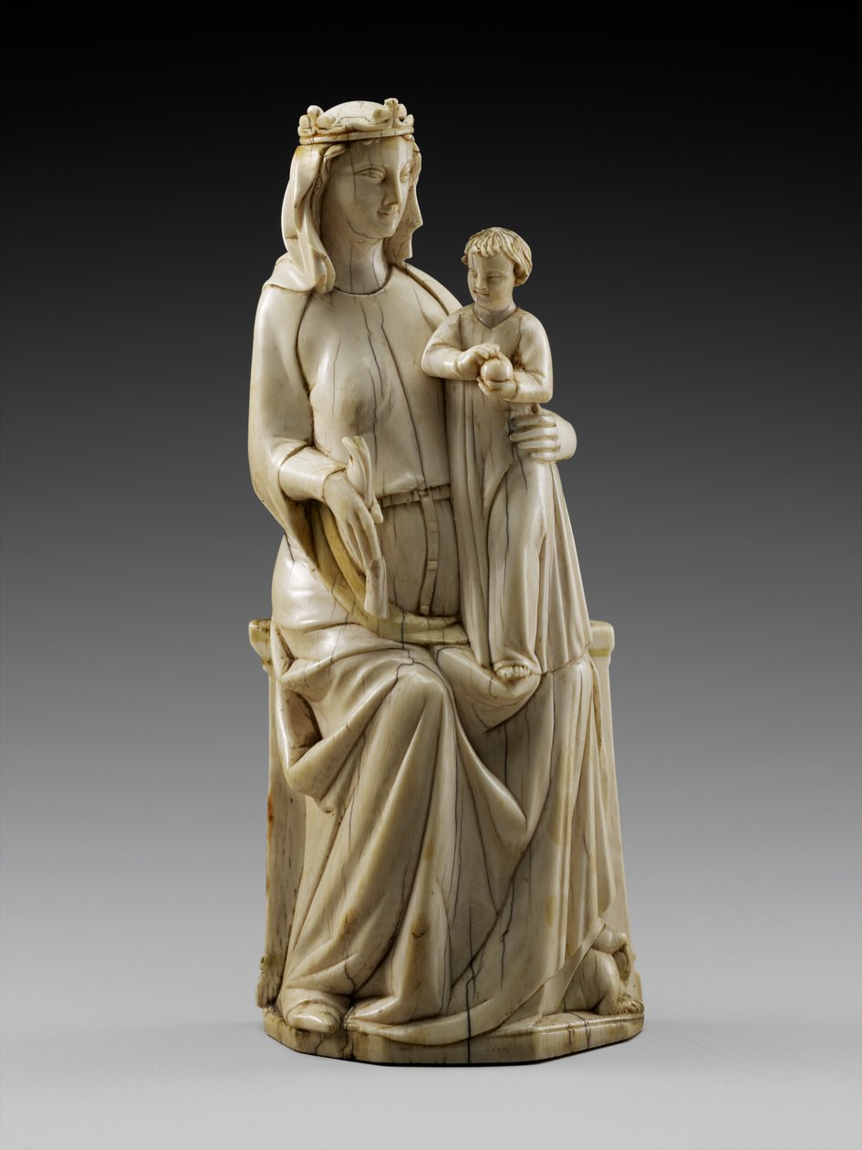 Enthroned Madonna and Child, ca 1350-1375 (elfenben med spår av polykromi) av Italian School