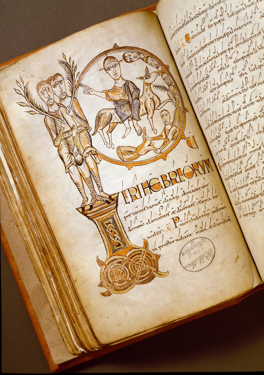 Ingång i Jerusalem Manuskript från Bolognaskolan. (MS.123-Foglio 54 v) 1000-talets Rom, Biblioteca Angelica av Italian School