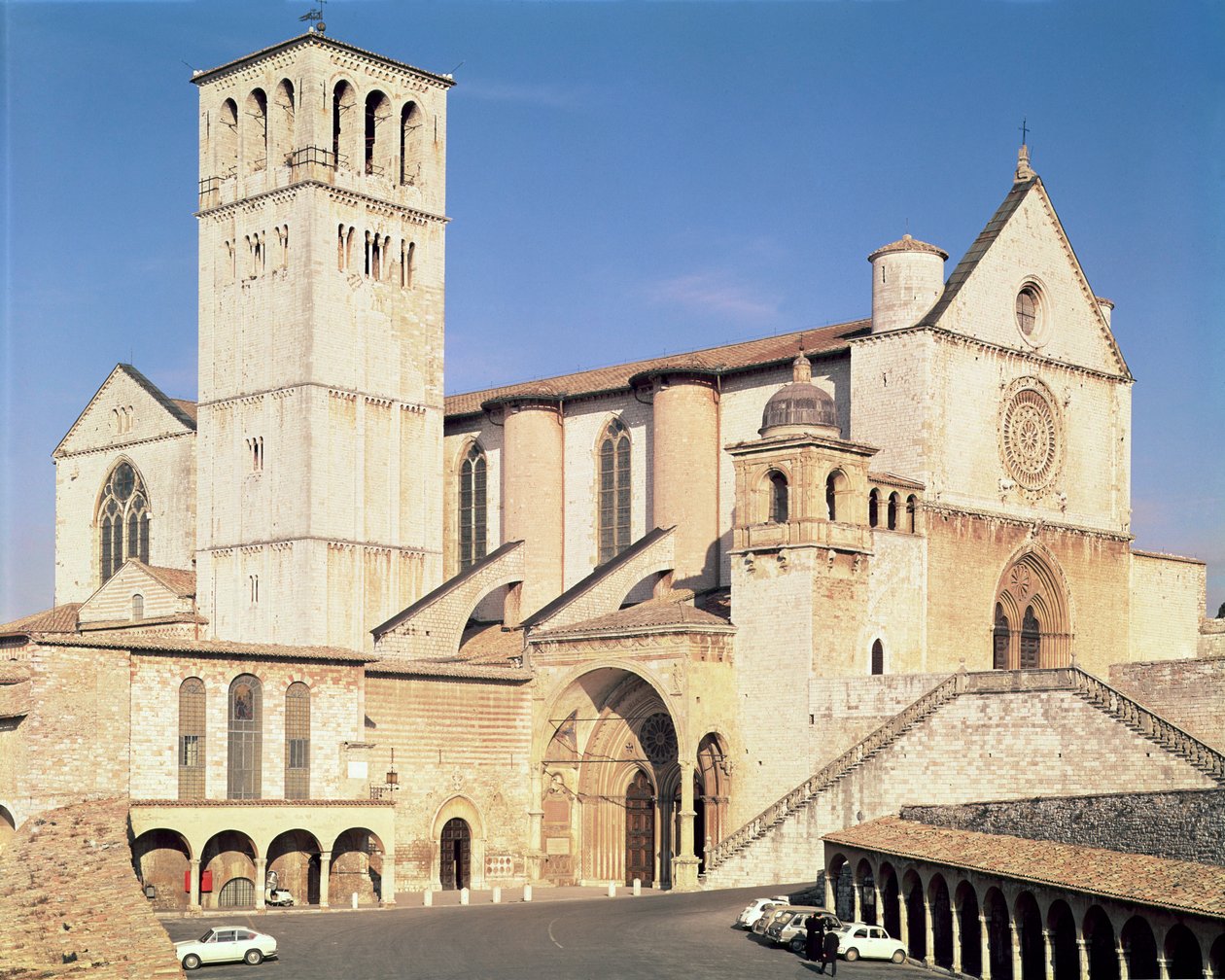 Exteriör av övre och nedre kyrkan, 1228-53 av Italian School