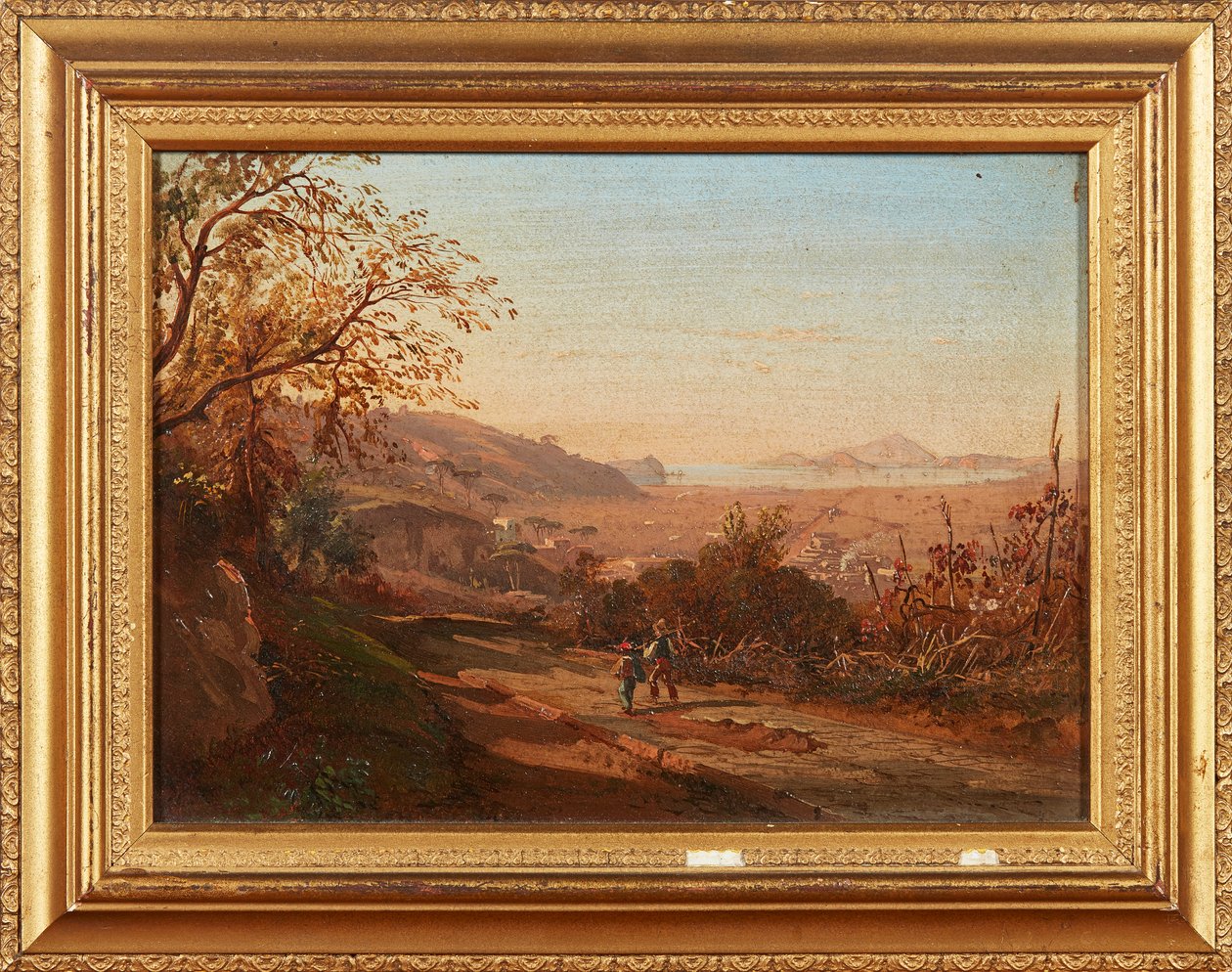Figurer på en stig, Pianura Di Bagno (olja ombord) av Italian School