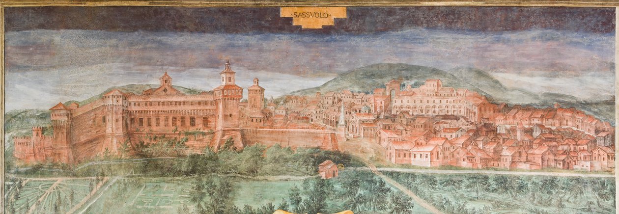 Fiorano modenese, Spezzano slott , Utsiktens sal: Utsikt över Sassuolo av Italian School
