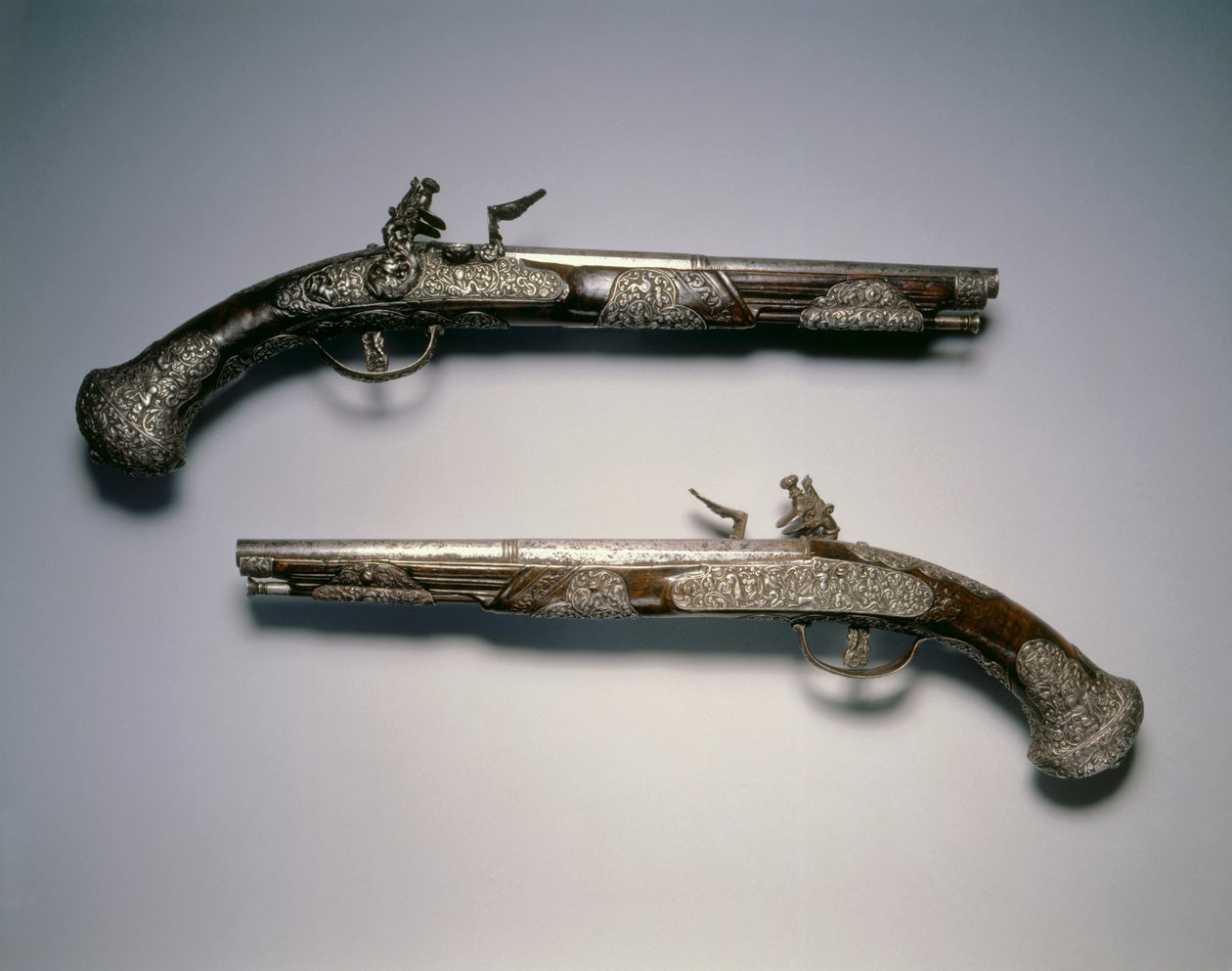 Flintlock-pistoler, Brescia, ca 1670 av Italian School
