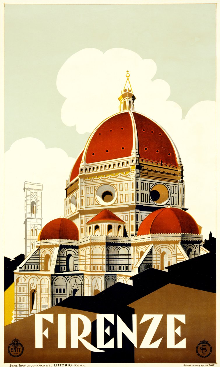 Reseaffisch Florens, ca 1930 (litografi) av Italian School