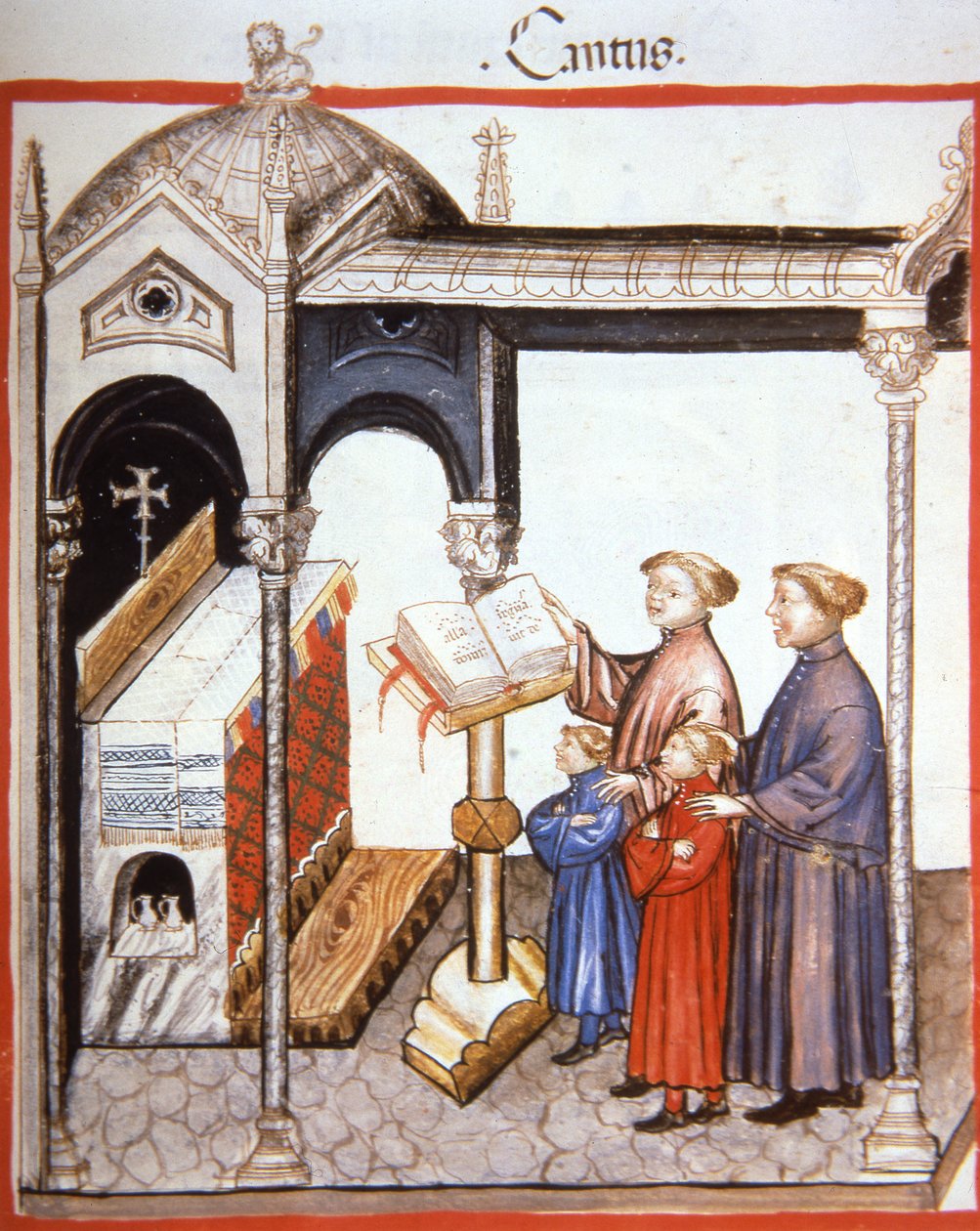Fol.103r Sång, illustration från Tacuinum Santiatis Codex Vindobonensis av Italian School