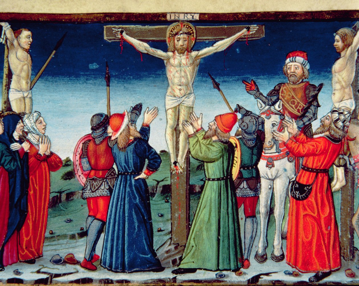 Fol.117v Crucifixion, illustration från 