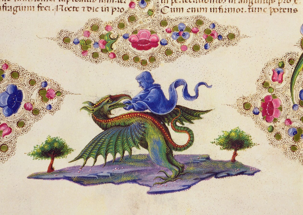Fol.198V A Genie and Winged Monster, från Borso d