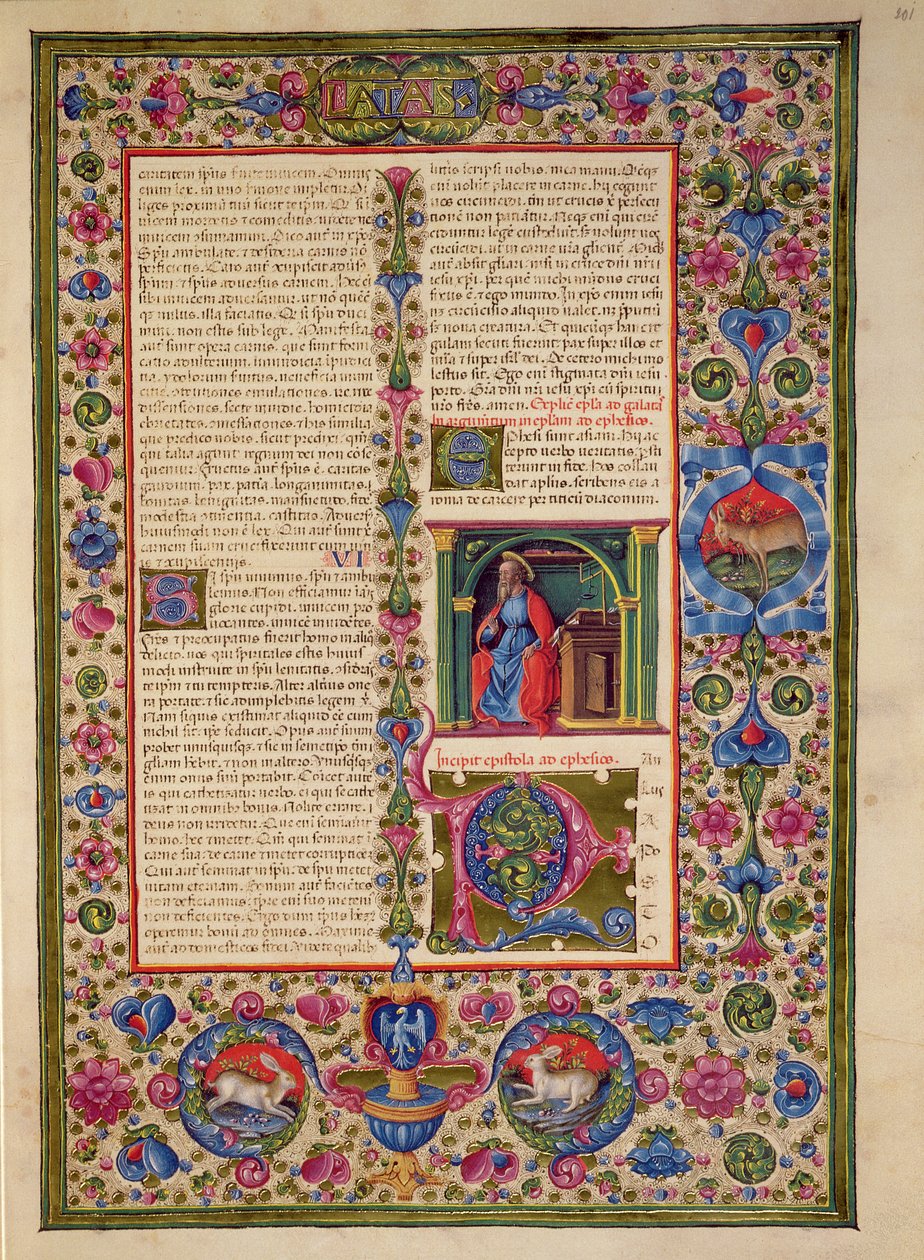 Fol.201r Brev från St. Paul till Efesierna, från Borso d