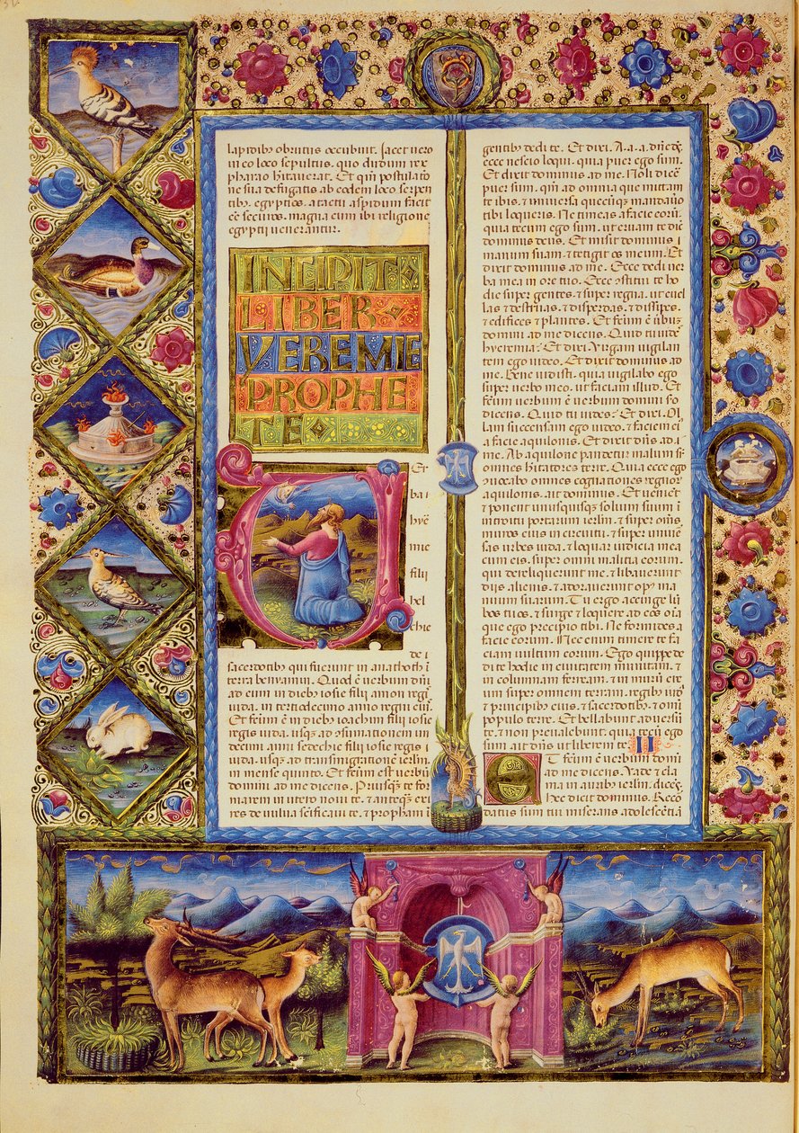 Fol.25v Öppning av Jeremias bok, från Borso d