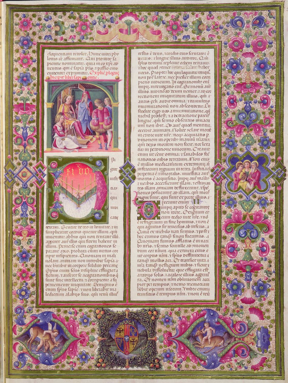 Fol.286r Öppning till visdomens bok, från Borso d