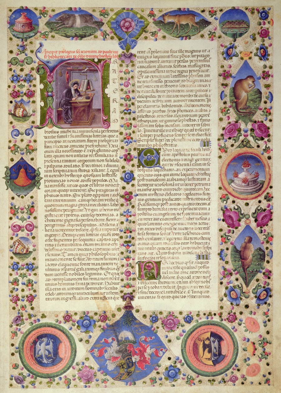 Fol.2R Incipit of the Prologue, från Borso d