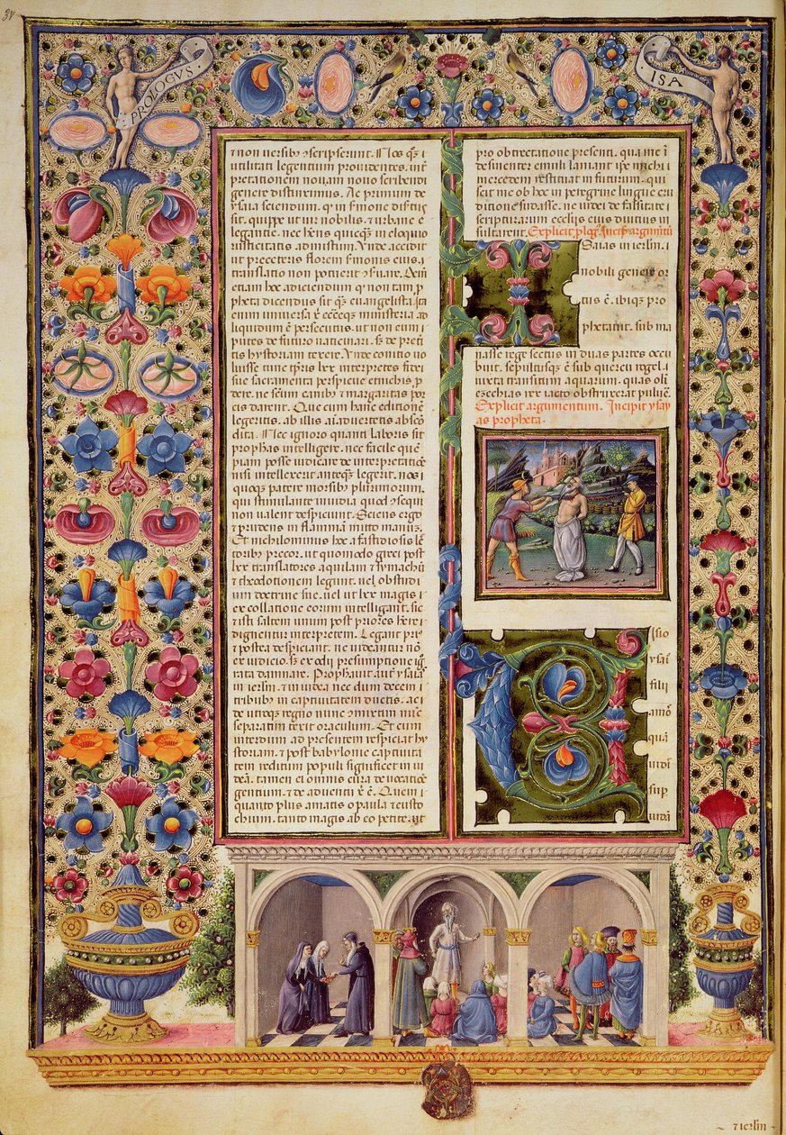 Fol.3v Prolog till profeternas bok (Jesaja), från Borso d